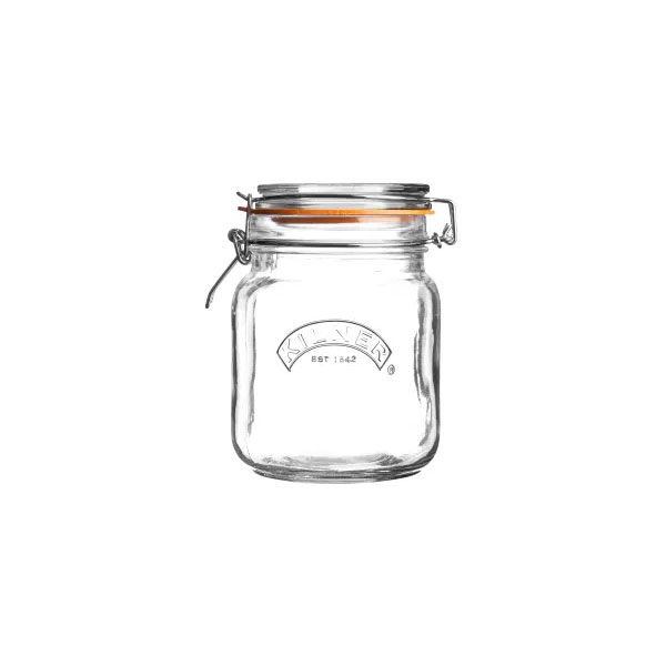 1l Kilner Square Jar Clip Top Clear