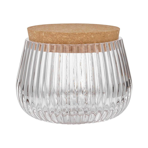 8cm Ribbed Glass Storage Jar