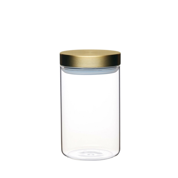 1l Glass Storage Jar With Brass Lid