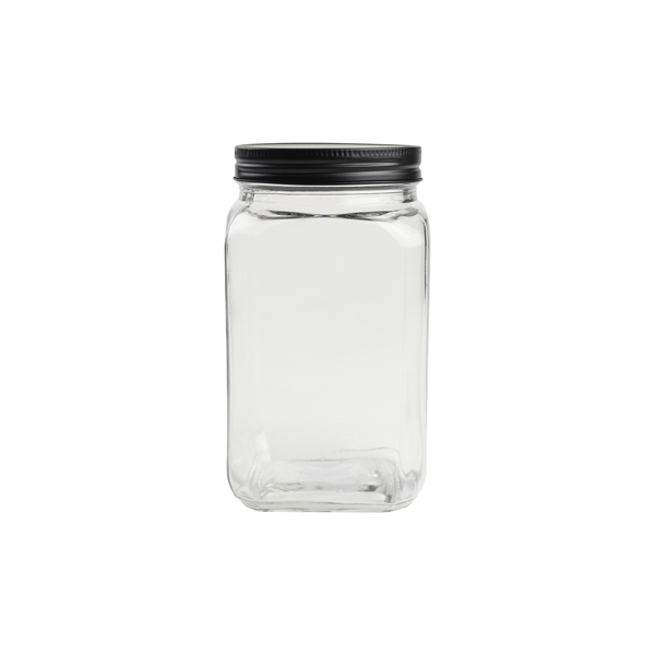 1220ml Square Glass Jar With Black Lid