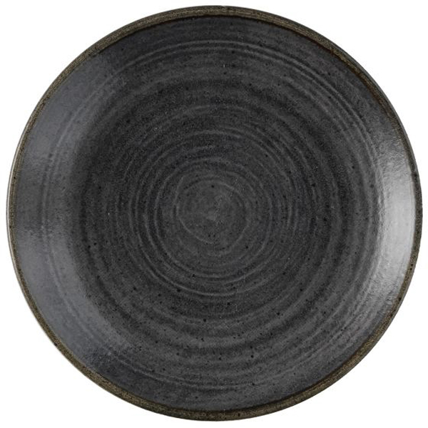 28.8cm Stonecast Raw Coupe Plate Black