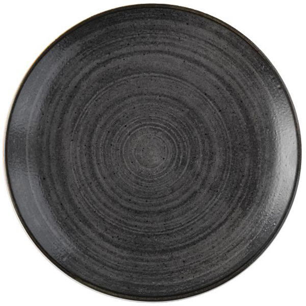 21.7cm Stonecast Raw Coupe Plate Black