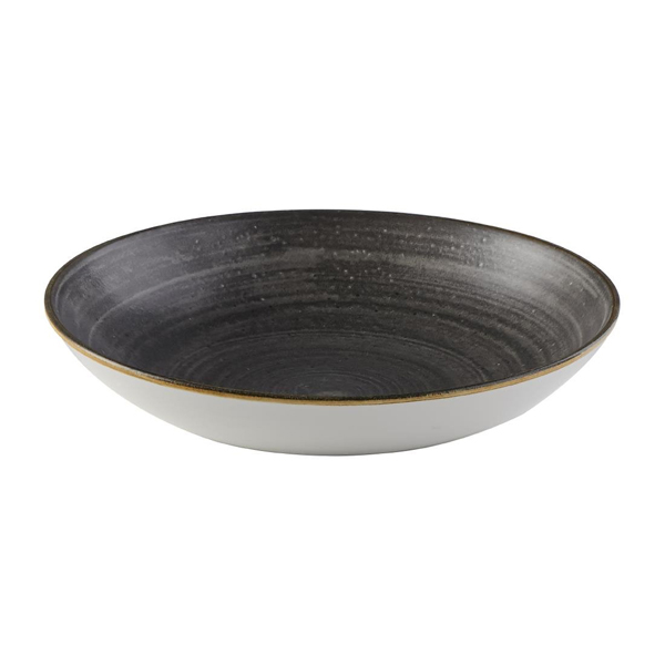 24.8cm Stonecast Raw Coupe Bowl Black