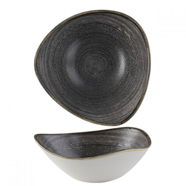 23.5cm Stonecast Raw Triangle Bowl Black