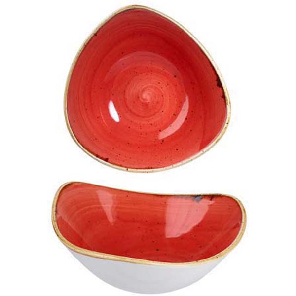 23.5cm Stonecast Triangular Bowl Berry Red