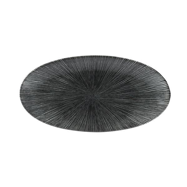 34.7x17.3cm Agano Chefs Oval Plate Black