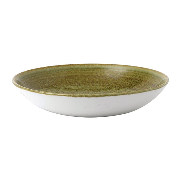 24.8cm Stonecast Plume Coupe Bowl Olive