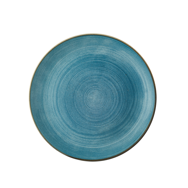 28.8cm Stonecast Raw Coupe Plate Teal