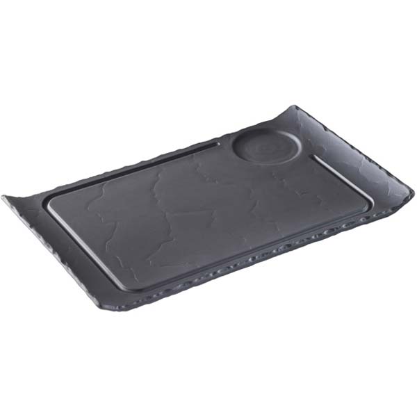 33x20cm Basalt Hamburger Plate Black