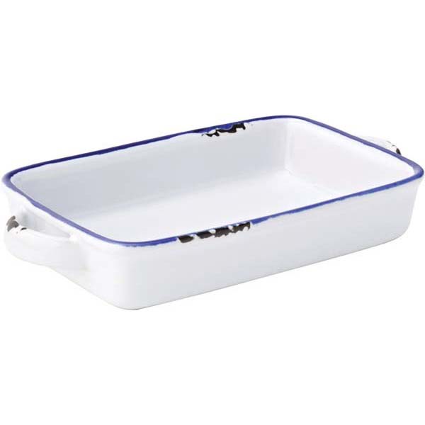 17.5cm Avebury Rectangular Dish White/Blue