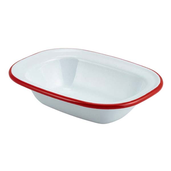 16x12cm Enamel Rectangular Pie Dish White