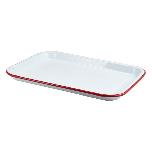 33.5x23.5cm Enamel Serving Tray White