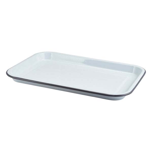 33.5x23.5cm Enamel Serving Tray White