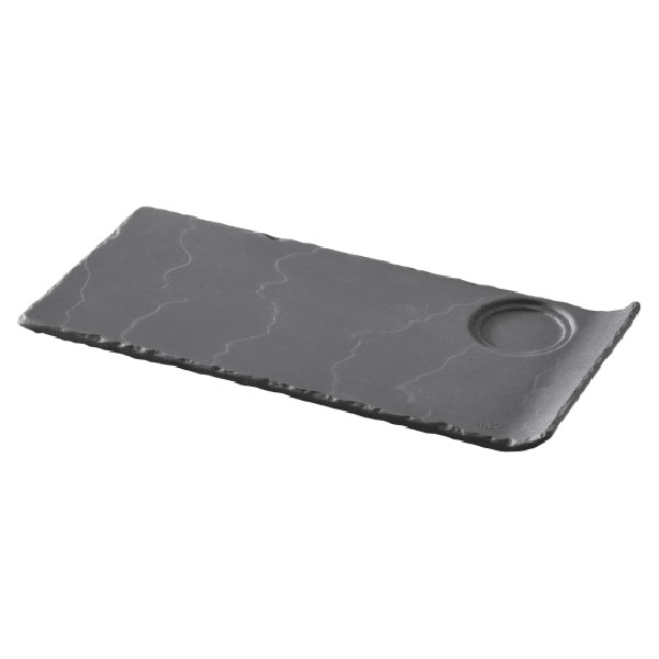 29x13.4cm Basalt Gourmet Tray W/2 Indents