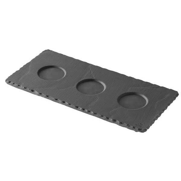 25x12cm Basalt Tray W/3 Indents