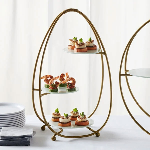 3 Tier Oval Cake Stand Gold