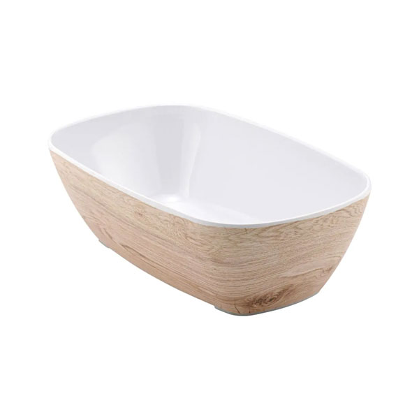 1/4 Gn Tura Melamine Crock White/Wood