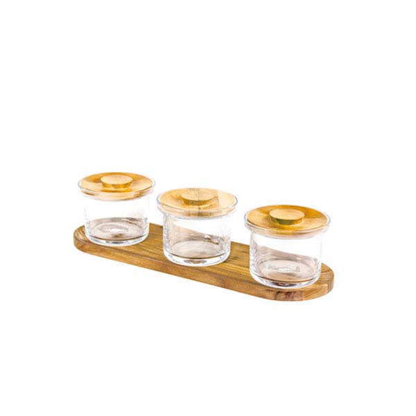 450x145x15mm/17oz Tilt Glass Jar Set Oak