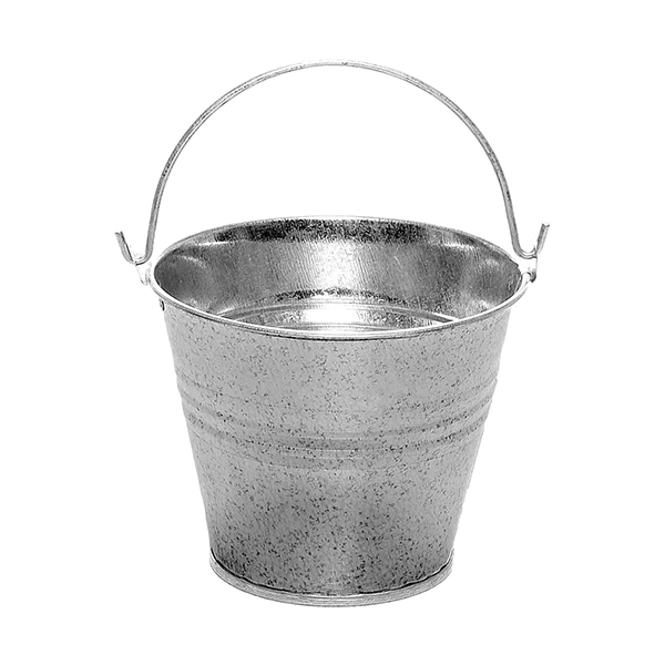 5.4cm Galvanised Bucket & Handle Silver