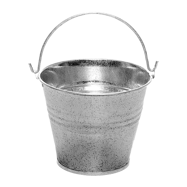 8.5cm Galvanised Bucket & Handle Silver