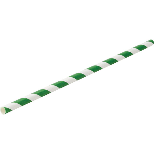 20cm Paper Straw Dark Green/White