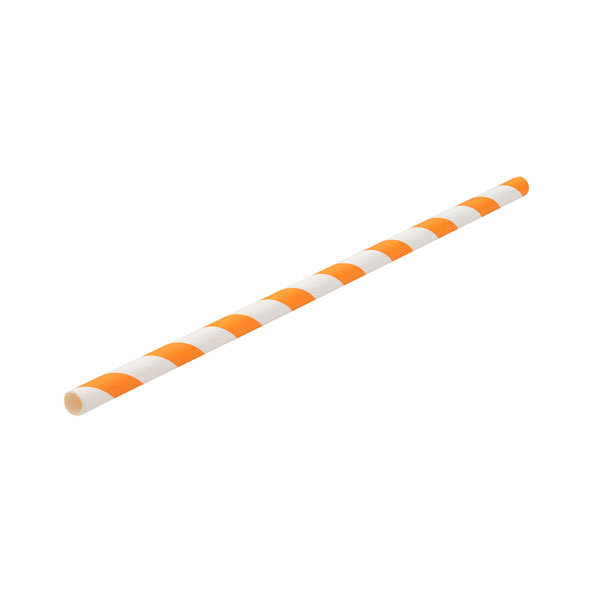 20cm Paper Straw Stripe Orange/White