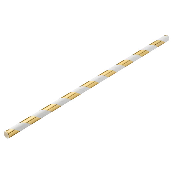 20cm Paper Straw Gold/White