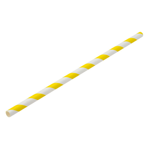 20cm Paper Straw Yellow/White