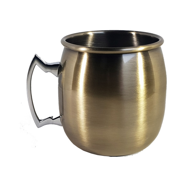 500ml Curved Moscow Mule Mug Antique Brass