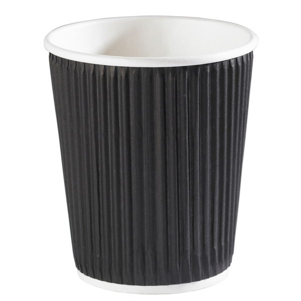 8oz Ripple Wall Hot Drinks Cup Black