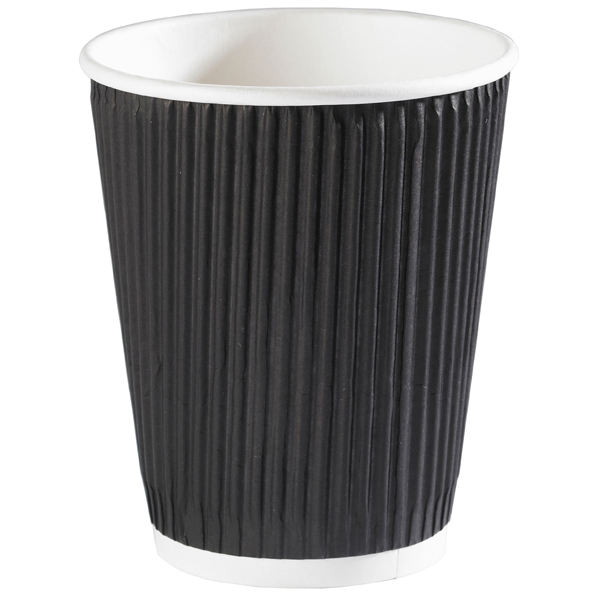 12oz Ripple Wall Hot Drinks Cup Black