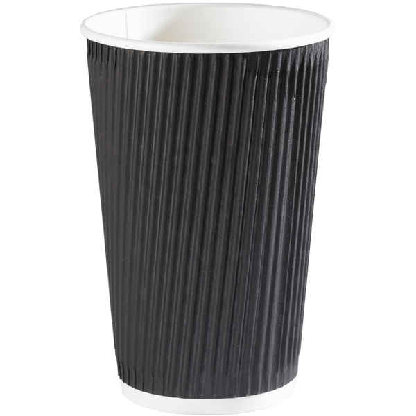 16oz Ripple Wall Hot Drinks Cup Black