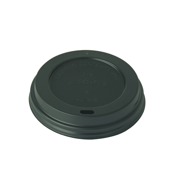 Domed Sip-Thru Lid Fits 8oz Cups Black