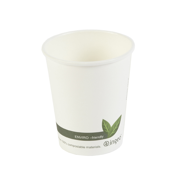 8oz Pla Compostable Hot Drinks Cup White