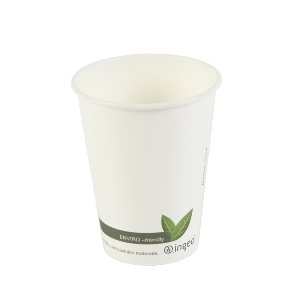 12oz Pla Compostable Hot Drinks Cup White