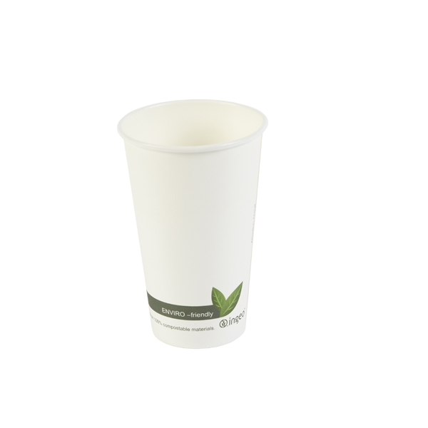 16oz Pla Compostable Hot Drinks Cup White