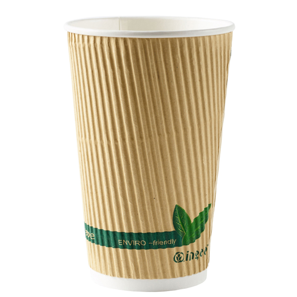 16oz Kraft Ripple Paper Cup Compostable