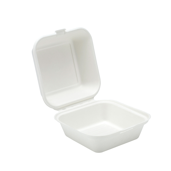 145x145mm Bagasse Clamshell Hamburger Box