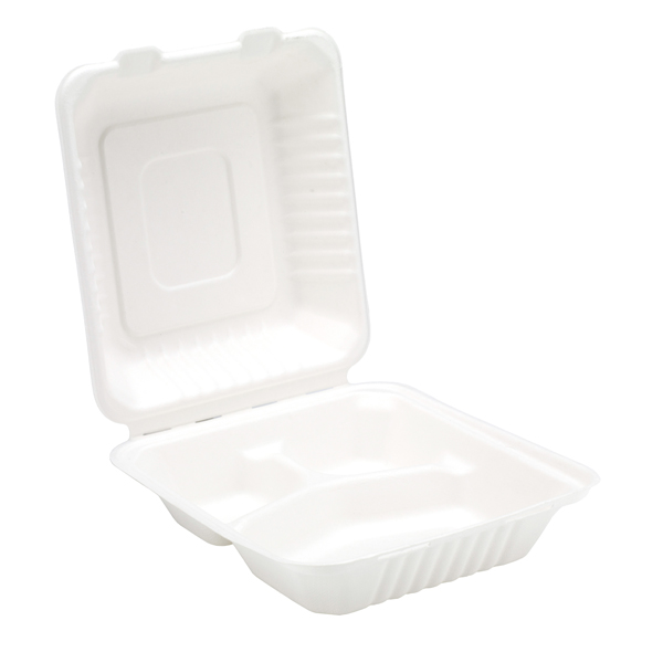 235x230mm Bagasse 3 Comp. Meal Box