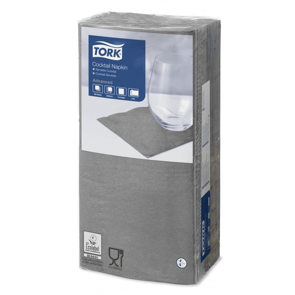 23cm Tork 2ply Cocktail Napkin Grey