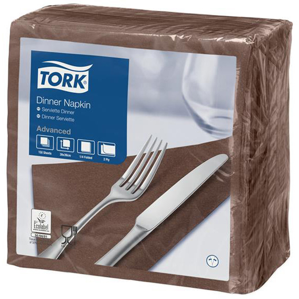 39cm Tork 2ply Napkin Brown