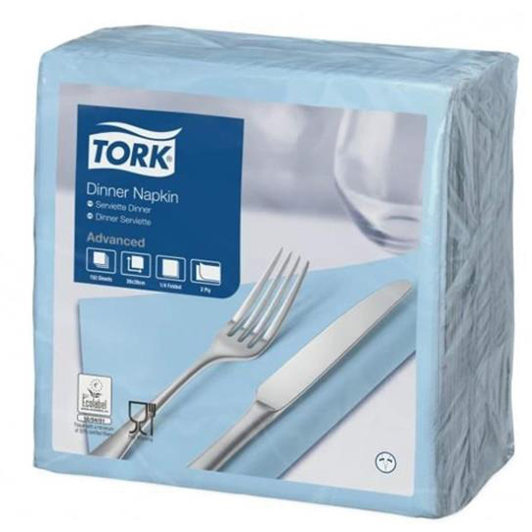 39cm Tork 2ply Napkin Light Blue