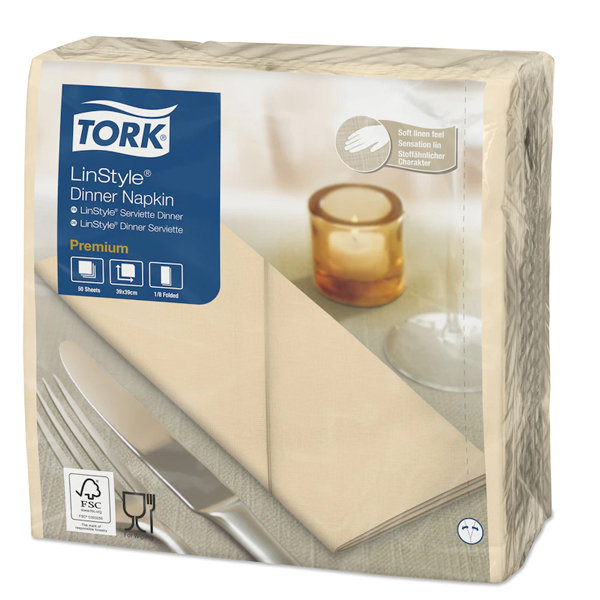 40cm Tork Linstyle Napkin 8-Fold Cream