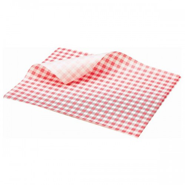 25x20cm Gingham Greaseproof Paper Red