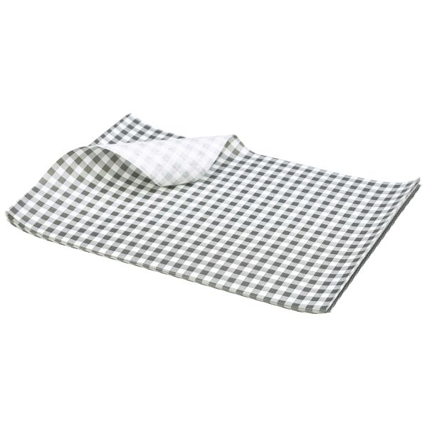 25x20cm Gingham Greaseproof Paper Black