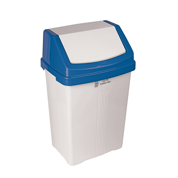 50l Swing Bin With Blue Lid