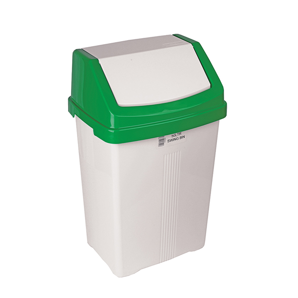 50l Swing Bin With Green Lid