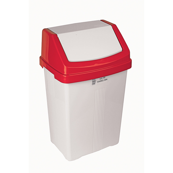 50l Swing Bin With Red Lid