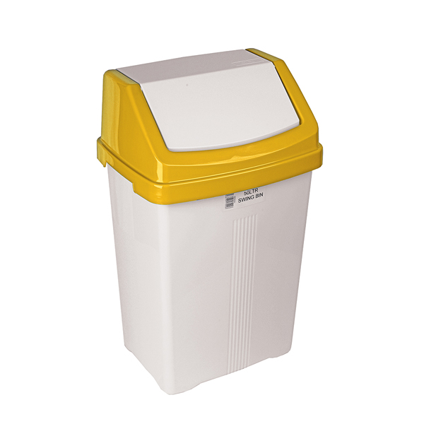 50l Swing Bin With Yellow Lid