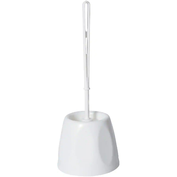 Toilet Brush Round Headed White Plastic